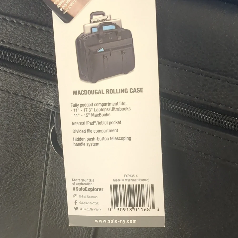 SOLO MacDougal Rolling Laptop Bag, Black